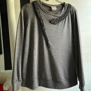Haute Hippie Grey Snake Rhinestone Blouse S